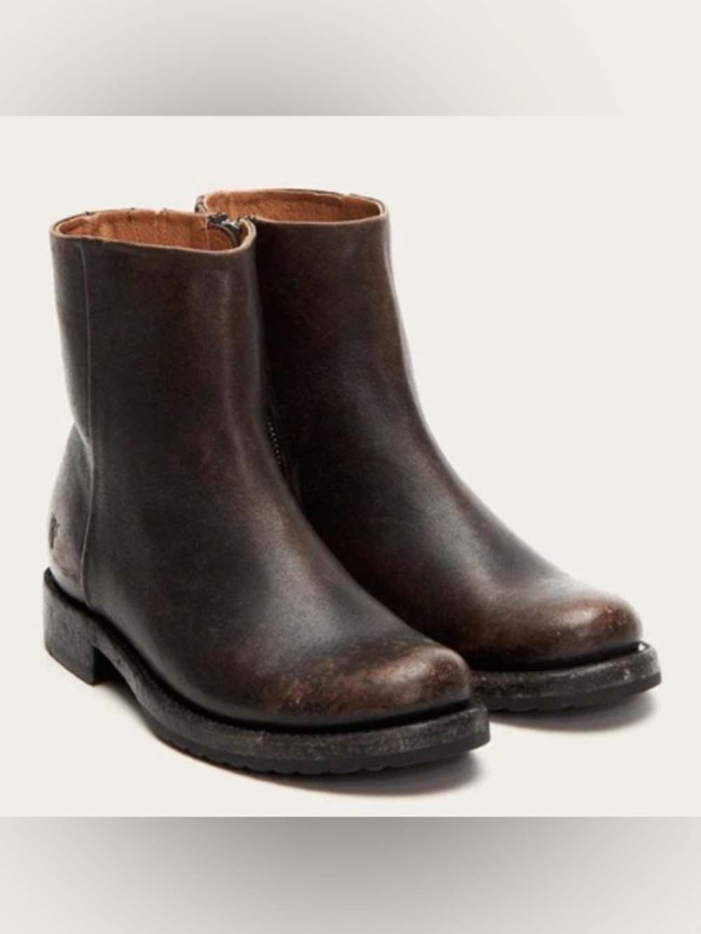 Frye Veronica inside zip dark brown leather booties 8.5
